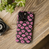 Pink Lips (Black)-Phone Case-Printify-Movvy