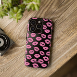 Pink Lips (Black)-Phone Case-Printify-Movvy