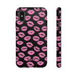 Pink Lips (Black)-Phone Case-iPhone X-Matte-Movvy