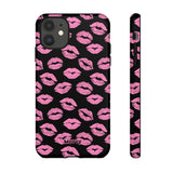 Pink Lips (Black)-Phone Case-iPhone 11-Glossy-Movvy