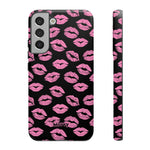Pink Lips (Black)-Phone Case-Samsung Galaxy S22 Plus-Matte-Movvy