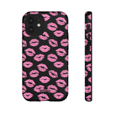 Pink Lips (Black)-Phone Case-iPhone 12 Mini-Glossy-Movvy