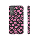 Pink Lips (Black)-Phone Case-Samsung Galaxy S21 FE-Matte-Movvy