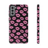Pink Lips (Black)-Phone Case-Samsung Galaxy S21 Plus-Matte-Movvy