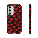 Red Lips (Black)-Phone Case-Samsung Galaxy S23-Glossy-Movvy