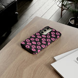 Pink Lips (Black)-Phone Case-Movvy