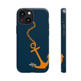 Orange Chained Anchor-Phone Case-iPhone 13 Mini-Glossy-Movvy