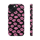Pink Lips (Black)-Phone Case-iPhone 13 Mini-Matte-Movvy