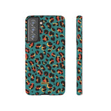 Turquoise Leopard-Phone Case-Samsung Galaxy S21 FE-Glossy-Movvy