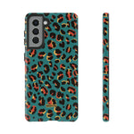 Turquoise Leopard-Phone Case-Samsung Galaxy S21-Glossy-Movvy