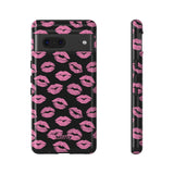 Pink Lips (Black)-Phone Case-Google Pixel 7-Glossy-Movvy