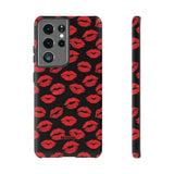 Red Lips (Black)-Phone Case-Samsung Galaxy S21 Ultra-Matte-Movvy