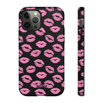 Pink Lips (Black)-Phone Case-iPhone 12 Pro-Glossy-Movvy