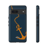 Orange Chained Anchor-Phone Case-Google Pixel 7-Glossy-Movvy