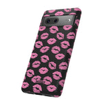 Pink Lips (Black)-Phone Case-Movvy