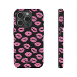 Pink Lips (Black)-Phone Case-iPhone 15 Pro-Matte-Movvy