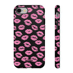 Pink Lips (Black)-Phone Case-iPhone 8-Glossy-Movvy