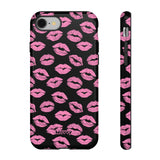 Pink Lips (Black)-Phone Case-iPhone 8-Glossy-Movvy