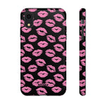 Pink Lips (Black)-Phone Case-iPhone XR-Glossy-Movvy