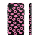 Pink Lips (Black)-Phone Case-iPhone XR-Glossy-Movvy