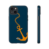 Orange Chained Anchor-Phone Case-iPhone 14 Plus-Glossy-Movvy