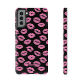 Pink Lips (Black)-Phone Case-Samsung Galaxy S21 Plus-Glossy-Movvy