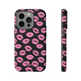 Pink Lips (Black)-Phone Case-iPhone 14 Pro-Matte-Movvy