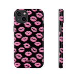 Pink Lips (Black)-Phone Case-iPhone 14 Plus-Glossy-Movvy