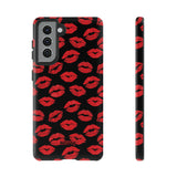 Red Lips (Black)-Phone Case-Samsung Galaxy S21-Glossy-Movvy