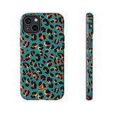 Turquoise Leopard-Phone Case-iPhone 14 Plus-Glossy-Movvy