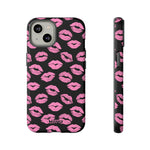 Pink Lips (Black)-Phone Case-iPhone 14-Matte-Movvy