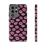 Pink Lips (Black)-Phone Case-Samsung Galaxy S21 Ultra-Matte-Movvy