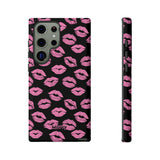 Pink Lips (Black)-Phone Case-Samsung Galaxy S23 Ultra-Matte-Movvy