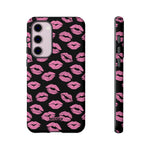 Pink Lips (Black)-Phone Case-Samsung Galaxy S23 Plus-Glossy-Movvy