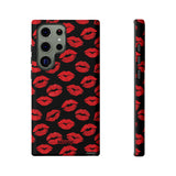 Red Lips (Black)-Phone Case-Samsung Galaxy S23 Ultra-Glossy-Movvy
