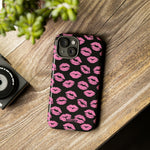 Pink Lips (Black)-Phone Case-Movvy