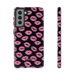 Pink Lips (Black)-Phone Case-Samsung Galaxy S21-Glossy-Movvy
