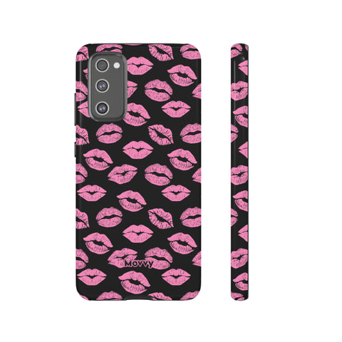 Pink Lips (Black)-Phone Case-Samsung Galaxy S20 FE-Glossy-Movvy