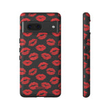 Red Lips (Black)-Phone Case-Google Pixel 7-Matte-Movvy