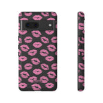 Pink Lips (Black)-Phone Case-Google Pixel 7-Matte-Movvy