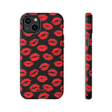Red Lips (Black)-Phone Case-iPhone 14 Plus-Matte-Movvy