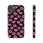 Pink Lips (Black)-Phone Case-iPhone 15 Plus-Glossy-Movvy