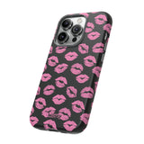 Pink Lips (Black)-Phone Case-Movvy