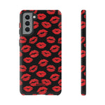 Red Lips (Black)-Phone Case-Samsung Galaxy S21 Plus-Matte-Movvy