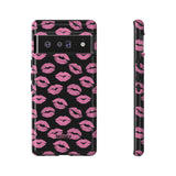 Pink Lips (Black)-Phone Case-Google Pixel 6 Pro-Glossy-Movvy