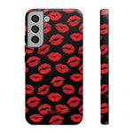 Red Lips (Black)-Phone Case-Samsung Galaxy S22 Plus-Matte-Movvy