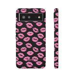 Pink Lips (Black)-Phone Case-Google Pixel 6-Matte-Movvy