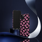 Pink Lips (Black)-Phone Case-Movvy