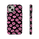 Pink Lips (Black)-Phone Case-iPhone 14-Glossy-Movvy