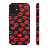 Red Lips (Black)-Phone Case-iPhone 12-Matte-Movvy